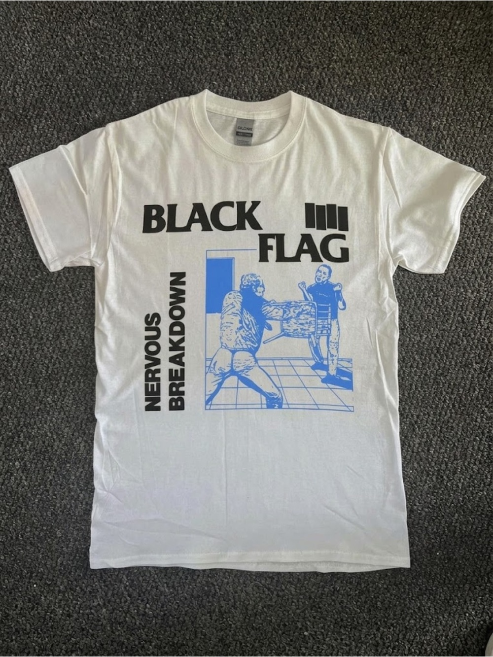 Nervous Breakdown Graphic Tee - White/Black/Blue